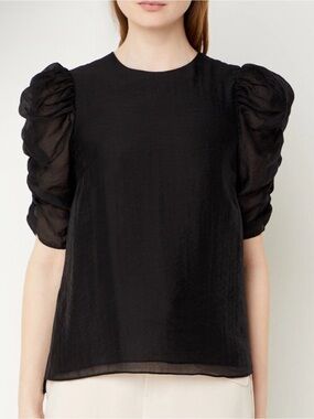 $195 TED BAKER Sachiko organza sheer puff balloon sleeve top blouse Sz 3 / 8 US